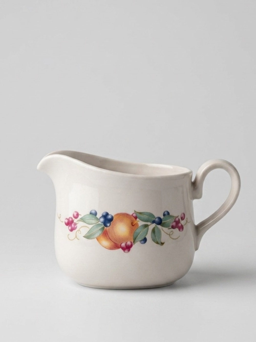 Vintage CorningWare Abundance Fruit Gravy Boat Pitcher Ceramic Stoneware